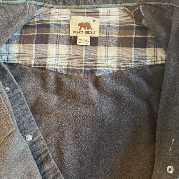 Dakota Grizzly Men’s L Shirt Brown Western Pearl Snaps 100% Cotton Workwear Farm - Picture 4 of 10